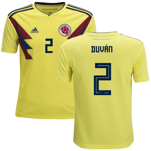 Colombia #2 Duvan Home Kid Soccer Country Jersey - Click Image to Close